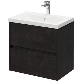 Montego 600mm Wall Mounted Vanity Set with 1 Tap Hole Basin and 2 Drawers in Metallic Slate Finish | Made of MDF