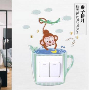 3D Cartoon Monkey Outlet Wall Decor