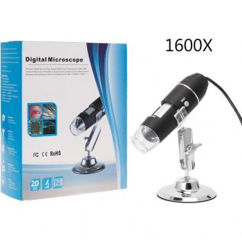 Microscopio USB con Cámara de 1600X y Lupa de 8LED