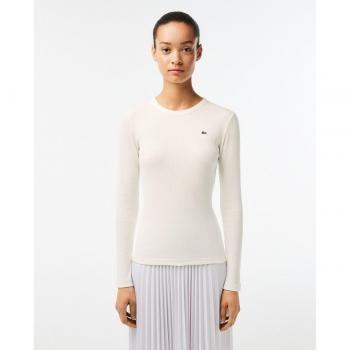Top féminin Lacoste slim avec manches longues, couleur blanche – 38
