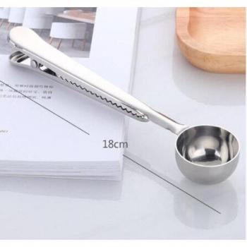 Cuillère de mesure en acier inoxydable avec clip de scellage pour café et thé en or