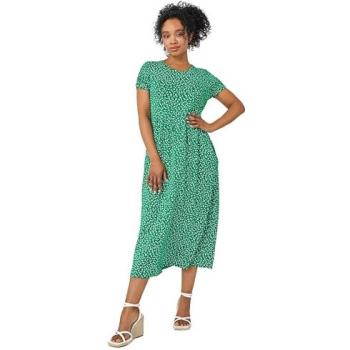 Roman Women's Green Floral Print Midi Dress, Size 12