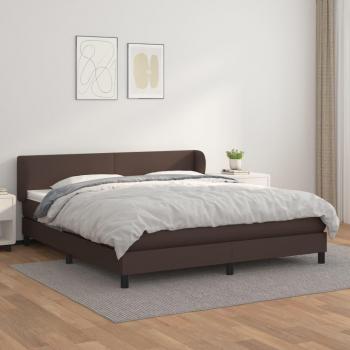Letto a Molle con Materasso in Similpelle 180x200cm Marrone