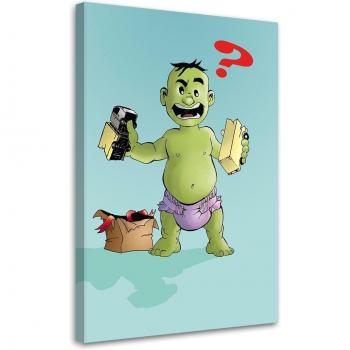 Arte a Tela Little Hulk 40x60 Verde