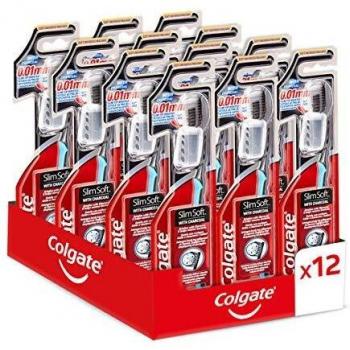 Colgate Spazzolino Slim Soft 12 pezzi, setole carboniche morbide