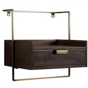 Consolle Da Letto Da Muro in Legno Massello di Mango 44x45x35 cm