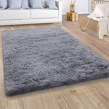 Tapis Fausses Fourrures Grises – Ronde, 160 cm, shaggy