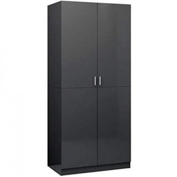 Armadio Grigio Lucio 90x52x200 cm in Legno Multistrato