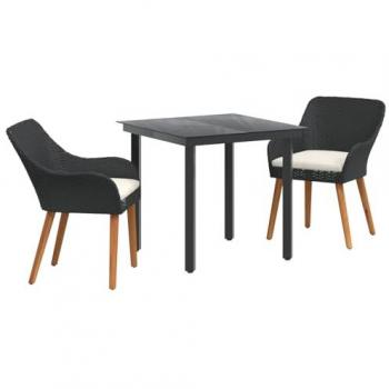 Completo da cucina esterna in rattan nero a 3 componenti