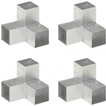 VidaXL Post Connectors 4 pcs Y Shape Galvanised Metal 91x91 mm