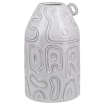 ALALIA vase grès 22 cm, gris floral