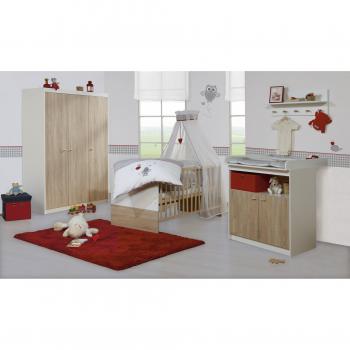 Komplett‑Kinderbettset Gabriella: Babybett 70 × 140 cm + Wickelkommode & Kleiderschrank