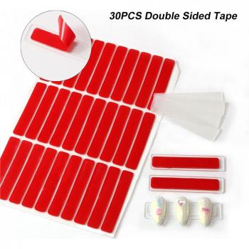 30PCS Removable Double Sided Adhesive Tape with 10PCS Transparent Nail Art Holders