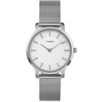 Timex Transcend 34mm Silver‑White Dial Unisex Stainless Steel Watch