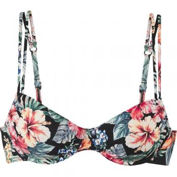 Lascana Damen-Bikini Top, geblümt, schwarz, Cup D – 44