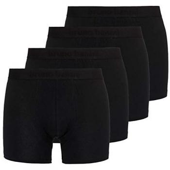 Bruno Banani 4er Pack Herren Baumwoll-Boxershorts Schwarz mit Logobund