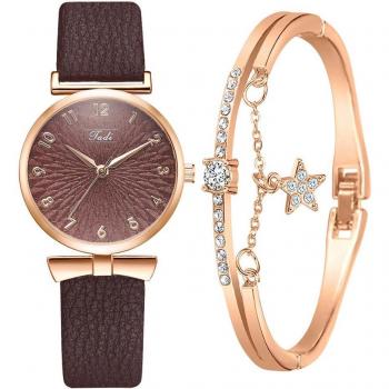 Reloj Casual de Cuarzo para Mujer con Dos Piezas