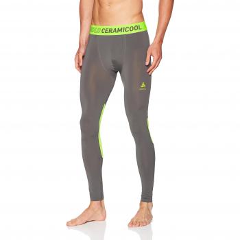 Odlo Collant Homme Ceramicool, Steel Grey-Safety Yellow, FR : M