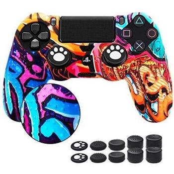 Cover Controller PS4 (Graffiti) + 10 Gommini per Le Levette Analogiche per Joystick PS4 / PS4 PRO / PS4 Slim