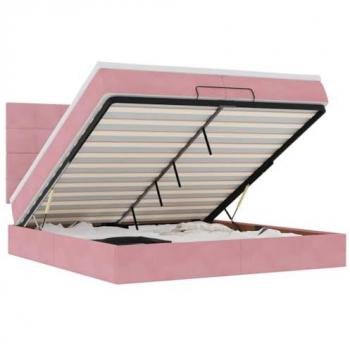 Estructura de Cama de Terciopelo Rosa 200x200cm