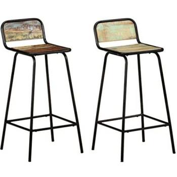 Reclaimed Wood Bar Seats – VidaXL (2 pcs)