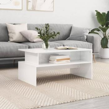 Table Basse Moderne avec Compartiments pour Salle de Séjour, Blanc Éclatant, 834282 vidaXL