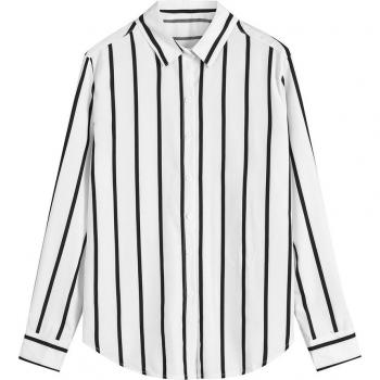 Men's Loose Fit Black and White Striped Shirt