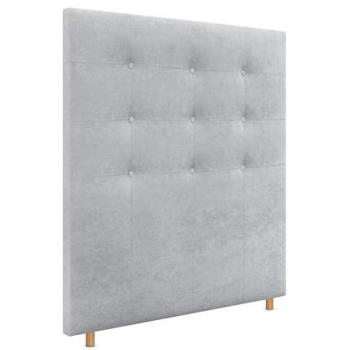 Cabecero Capitoné hasta el Suelo 90x120cm Tapizado en Tela y Polipiel ACUALINE Gris Perla para Cama Dormitorio