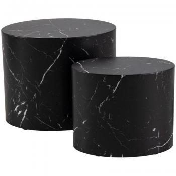 Tables d'appoint ovales effet marbre noir
