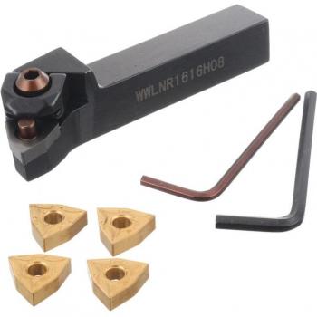 Ensemble tournage SHGO 16x125mm : Porte-outil, 4 Inserts WNMG0804, Clé en L