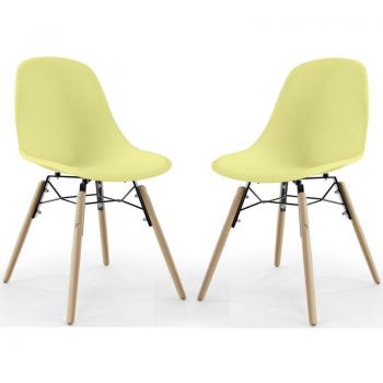 PRIVATEFLOOR 2er‑Set Skagnur Esszimmerstühle – Holzbeine, minimalistisches skandinavisches Design