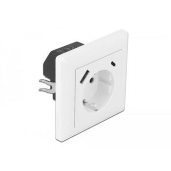 Delock Einbausteckdose mit 2 USB Ladeports 3,4 A, 1 x USB Typ-A und 1 x USB Type-C