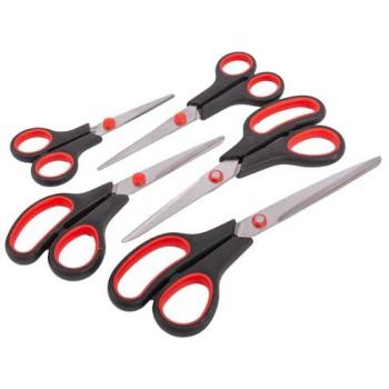 Blackspur 5-Piece Black Stainless Steel Scissors Set for Home, Office, School, Kitchen, and Crafts