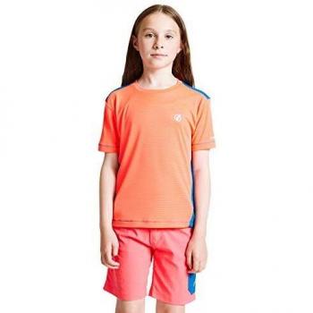 Dare 2b Kinder DKT424 P76K13 Bring It On' T-Shirt, Fiery Coral/Petrol Blue, 13 Jahre