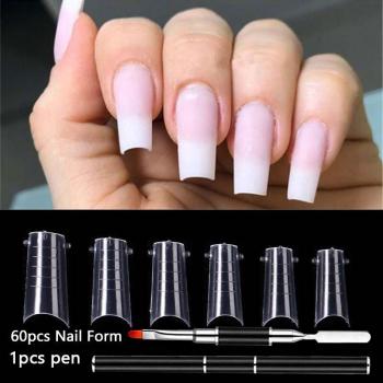 Ongles Pro Kit Double Forme – 60 Articles, Moule UV et Brosse