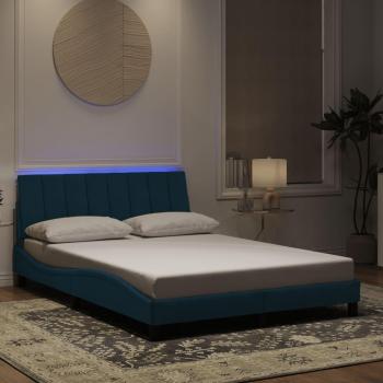 Cadre de lit moderne bleu avec LED 140x190 cm