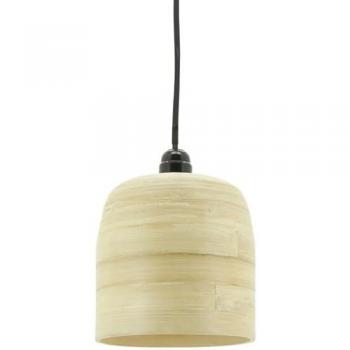 Abat-jour cloche pour suspension en bambou naturel, marque Aubry Gaspard, 18 cm de diamètre, 19 cm de hauteur