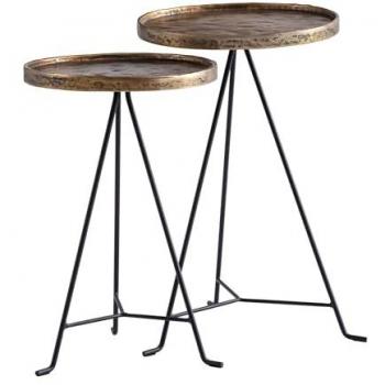 FineBuy Beistelltisch 2er Set Wohnzimmertisch Gold