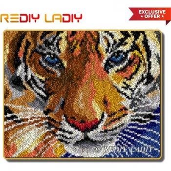 Kit Creativo King of Tiger: Alfombra de Ganchillo en Hilo Acrílico