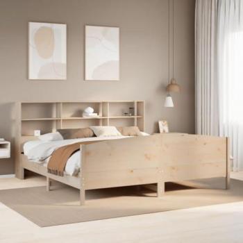 VidaXL Massivholz‑Bettgestell 200 × 200 cm – Kiefer, Regal‑Design, Braun