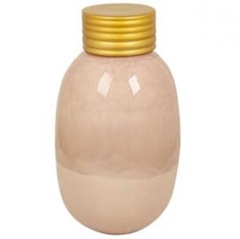 Bote de Cerámica Rosa Dorado con Tapa estilo Casa