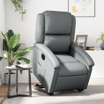 Día y Noche Sillón reclinable elevable eléctrico de cuero sintético gris