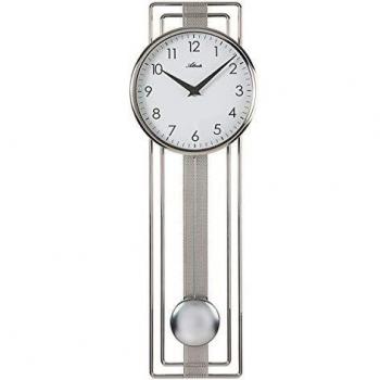 Silber/Chrom Pendeluhr Atlanta 5055 – arabische Ziffern, moderner Look