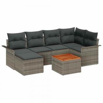 Canapé de patio vidaXL 7 pièces avec coussins gris