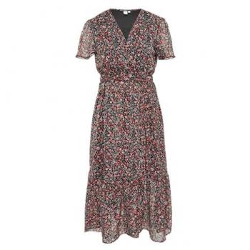Minikleid in Chiffon Wickeloptik QS All‑over‑Print Raffung