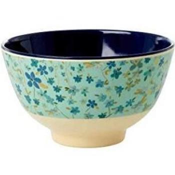 Compact Melamine Rice Bowl with Flower Print