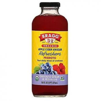 Bebida Refrescante Bragg: Vinagre de Manzana Orgánico + Uva Concord y Hibisco