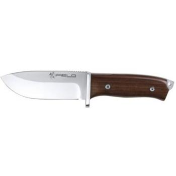 Cuchillo de caza y pesca iField Workout EL29105, hoja de 11,7 cm MOVA satinada, mango cocobolo, funda de piel marrón