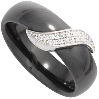 JOBO Damenkeramikring 925 Sterlingsilber, rhodiumisiert, verziert mit Zirkonia