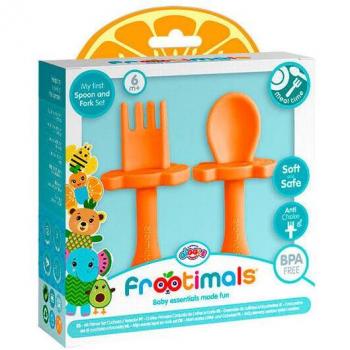 Frootimals OrangieFly Set di Cucchiaio e Forchetta
